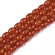 Transparent Crackle Glass Beads Strands, Oval, Dark Orange, 8x5.5~6mm, Hole: 1mm, about 100pcs/strand, 31.4 inch(DGLA-S085-6x8-10)