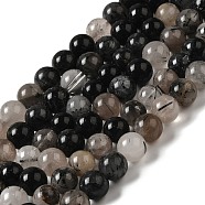 Natural Black Rutilated Quartz Beads Strands, Round, 6~7mm, Hole: 1mm, about 61pcs/strand, 15.5 inch(G-R446-6mm-37-01)