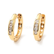 Clear Cubic Zirconia Rectangle Hoop Earrings, Rack Plating Brass Jewelry for Women, Cadmium Free & Nickel Free & Lead Free, Real 18K Gold Plated, 16x17x2.5~3.5mm, Pin: 1mm(EJEW-C028-03G)