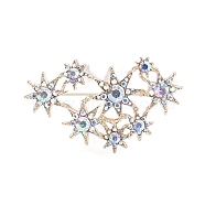 Star Rhinestone Pins, Alloy Brooches for Girl Women Gift, Golden, 34x55mm(PW-WG21970-01)