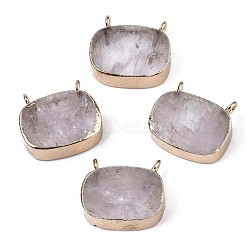 Natural Quartz Crystal Pendants, with Edge Golden Plated and Iron Loops, Oval, 16.5~18x18x6mm, Hole: 1.8mm(G-S359-091B)