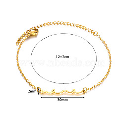 Mother's Day 201 Stainless Steel Link Bracelets, Cable Chain Bracelets for Women, Word MaMa, Real 18K Gold Plated, 6.69 inch(17cm)(WG2A4DB-01)