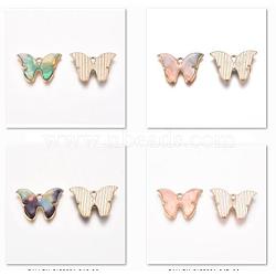 Light Gold Plated Alloy Pendants, with Acrylic, Butterfly, Mixed Color, 15.5x22x2.7mm, Hole: 1.8x3mm, 20pcs/set(PALLOY-CJ0007-01)