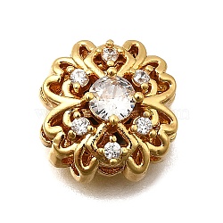 Brass Pave Cubic Zirconia Multi-strand Links, Flower, Real 18K Gold Plated, Clear, 12.5x12.5x7mm, Hole: 1.8mm(KK-F913-11G-03)