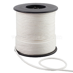 Nylon Braided Cords, Round, White, 3mm, about 54.68 Yards(50m)/Roll(NWIR-WH0017-001)