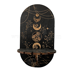 Wooden Wall-Mounted Small Crystal Display Shelf, Witch Hanging Crystal Holder, for Crystal Dowsing Pendulum Pendant Storage, Moon Pattern, 21.5x11.6cm(DJEW-PW0003-05H)