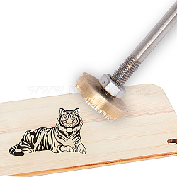 Stamping Embossing Soldering Brass with Stamp, for Cake/Wood, Tiger Pattern, 30mm(AJEW-WH0113-15-181)