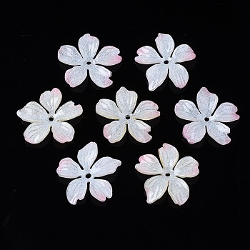 Plastic Beads, Flower, Pink, 19~21x20~22x3mm, Hole: 1.2mm