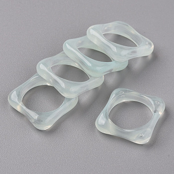Imitation Jelly Style Resin Finger Rings, Square, Light Cyan, US Size 7 1/4(17.7mm)