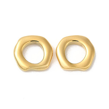 Manual Polishing 304 Stainless Steel Link Rings, Irregular Ring Connector, Real 18K Gold Plated, 12x13x2.5mm, Inner Diameter: 7mm