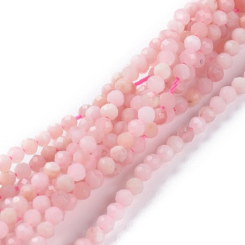 Natural Pink Opal Beads Strands, Round, Faceted, 2mm, Hole: 0.5mm, about 166pcs/strand, 15.55inch(39.5cm)