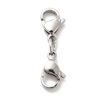 304 Stainless Steel Double Lobster Claw Clasps, Stainless Steel Color, 24mm