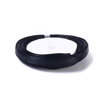 Satin Ribbon, Black, 1/4 inch(7mm) wide, 25yards/roll(22.86m/roll)