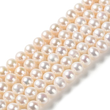 Natural Pearl Beads Strands, Round, Grade 5A+, PapayaWhip, 5~5.5mm, Hole: 0.5mm, about 72pcs/strand, 15.55''(39.5cm)