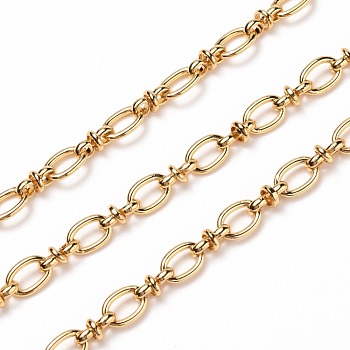 Brass Link Chains, with Spool, Unwelded, Real 18K Gold Plated, Oval: 8x5.5x1mm, Link: 8x4mm, about 16.4 Feet(5m)/roll