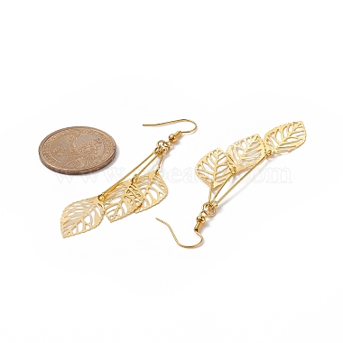 Iron Hollow Leaf Dangle Earrings(EJEW-JE05176)-3