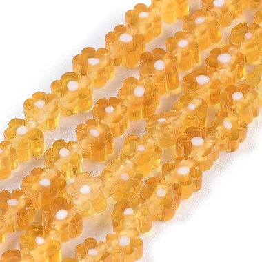 Dark Orange Flower Millefiori Lampwork Beads