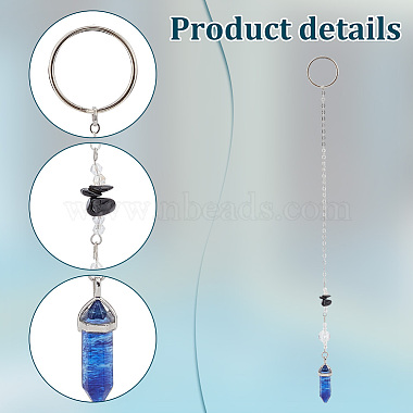 Chip & Bullet Gemstone with Glass Pendant Decoration(HJEW-AB00400)-3