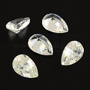 Teardrop Shaped Cubic Zirconia Pointed Back Cabochons, Faceted, Clear, 10x8mm(ZIRC-R011-10x8-02)