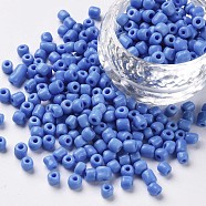 6/0 Opaque Colours Round Glass Seed Beads, Cornflower Blue, Size: about 4mm in diameter, hole:1.5mm, about 495pcs/50g(X-SEED-A010-4mm-43B)