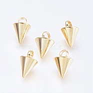 304 Stainless Steel Pendants, Spike/Cone, Real 18K Gold Plated, 8.5x6mm, Hole: 2mm(X-STAS-G214-47G-03)