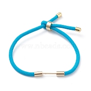 Braided Nylon Cord Bracelet Making, with Brass Findings, Sky Blue, 9-1/2 inch(24cm), Link: 30x4mm(MAK-A017-D01-07G)