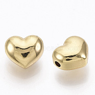 201 Stainless Steel Beads, Heart, Real 18K Gold Plated, 9x10x6mm, Hole: 1.6mm(X-STAS-N093-01B-01G-NF)