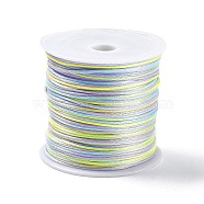 Segment Dyed Nylon Thread Cord, Rattail Satin Cord, for DIY Jewelry Making, Chinese Knot, Yellow, 1mm(NWIR-A008-01F)