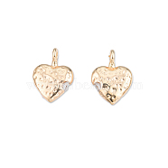 Brass Pave Clear Cubic Zirconia Charms, Cadmium Free & Nickel Free & Lead Free, Heart, Real 18K Gold Plated, 12x8.5x2mm, Hole: 1.6mm(KK-N232-481)