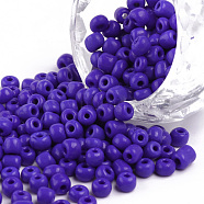 Glass Seed Beads, Opaque Colours Seed, Small Craft Beads for DIY Jewelry Making, Round, Blue, 4mm, Hole:1.5mm, about 4500pcs/pound(SEED-A010-4mm-48)