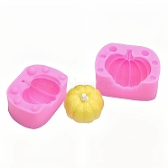 Pumpkin Fondant Molds, Food Grade Silicone Molds, For DIY Cake Decoration, Candle, Chocolate, Candy, UV Resin & Epoxy Resin Craft Making, Hot Pink, 40x55x46mm, Single Molds: 40x55x24mm, Inner Diameter: 34x40mm(DIY-I060-20A)