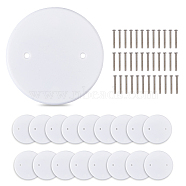 Round PP Plastic Electric Junction Box Cover, with 304 Stainless Steel Screws, White, Cover: 109x2mm, Hole: 5.5mm, 18pcs, Screws: 42.5x8.5mm, Pin: 5mm, 36pcs(FIND-FH0006-57)
