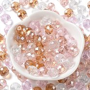 Glass Beads, Faceted, Rondelle, Pearl Pink, 10x8mm, Hole: 1mm, about 67pcs/60g(EGLA-A034-SM10mm-23)