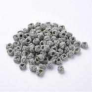Polyester Weave Beads, Round, Light Grey, 6x5mm, Hole: 4mm, about 200pcs/bag(WOVE-N002-07)