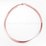 304 Stainless Steel Necklaces, with Lobster Clasps, Rose Gold, Inner Diameter: 13.7cm(5-3/8 inch), 8x2mm(NJEW-D274-04RG)