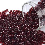 TOHO Round Seed Beads, Japanese Seed Beads, (2153) Black Cherry Lined Dark Amber, 11/0, 2.2mm, Hole: 0.8mm, about 5555pcs/50g(SEED-XTR11-2153)