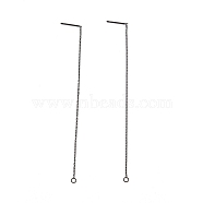 304 Stainless Steel Stud Earring Finding, with Ring, Ear Thread, Electrophoresis Black, 100~109x0.7x0.25mm, Hole: 1.7mm, Pin: 0.7mm(STAS-E161-06EB)