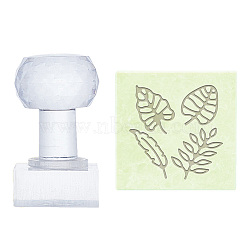 Clear Acrylic Soap Stamps, DIY Soap Molds Supplies, Square, Leaf, 60x38x38mm, pattern: 35x35mm(DIY-WH0445-011)