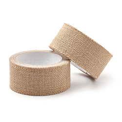 Burlap Ribbon, Hessian Ribbon, Jute Ribbon, with Adhesive Tape on the Other Side, BurlyWood, 1-7/8 inch(48mm), about 2m/roll, 5rolls/group(X-OCOR-T010-06-4.8cm)