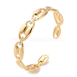 304 Stainless Steel Cuff Bangles for Women, Real 18K Gold Plated, Hollow, Oval, 1/2 inch(1.2cm)(BJEW-K263-05G-08)