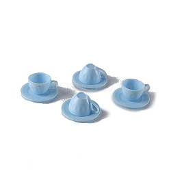 Plastic Tea Cup & Plate Miniature Ornaments, Micro Landscape Home Dollhouse Accessories, Pretending Prop Decorations, Light Sky Blue, 25mm(PW-WG58236-05)