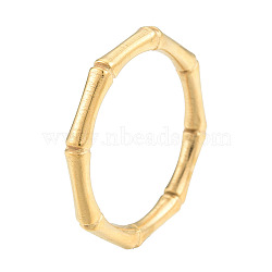 Ion Plating(IP) 201 Stainless Steel Bamboo Sticker Finger Ring for Women, Real 18K Gold Plated, US Size 7 3/4(17.9mm)(RJEW-N038-130LG)