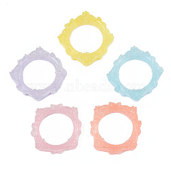 Transparent Resin Cabochons, Hollow Square, Mixed Color, 50x47x9.5mm, Inner Diameter: 33x32mm(X-CRES-S302-39)