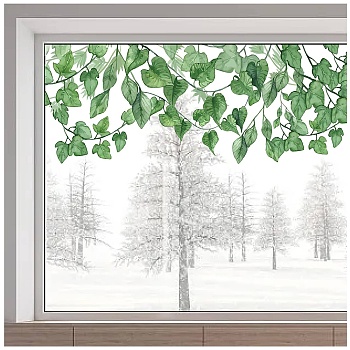 Self-Adhesive Electrostatic PVC Window Sticker, for Window Home Decoration, Leaf, 390x1180mm