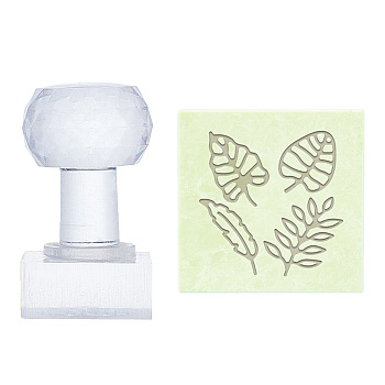 Clear Acrylic Soap Stamps, DIY Soap Molds Supplies, Square, Leaf, 60x38x38mm, pattern: 35x35mm