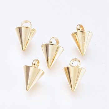 304 Stainless Steel Pendants, Spike/Cone, Real 18K Gold Plated, 8.5x6mm, Hole: 2mm