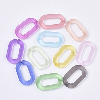Transparent Acrylic Linking Rings, Quick Link Connectors, for Cable Chains Making, Oval, Frosted, Mixed Color, 27x16.5x4mm, Inner Diameter: 18x8mm