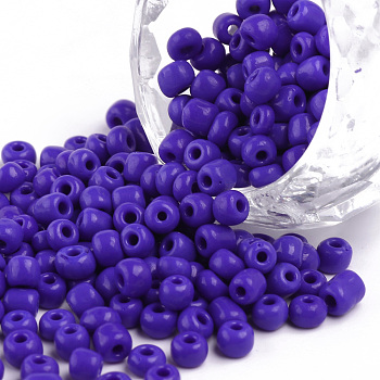 Glass Seed Beads, Opaque Colours Seed, Small Craft Beads for DIY Jewelry Making, Round, Blue, 4mm, Hole:1.5mm, about 4500pcs/pound