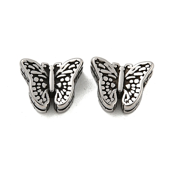 Animal 304 Stainless Steel Beads, Antique Silver, Butterfly, 9x11x5mm, Hole: 1.8mm