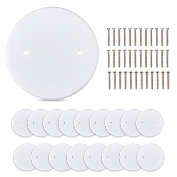 Round PP Plastic Electric Junction Box Cover, with 304 Stainless Steel Screws, White, Cover: 109x2mm, Hole: 5.5mm, 18pcs, Screws: 42.5x8.5mm, Pin: 5mm, 36pcs